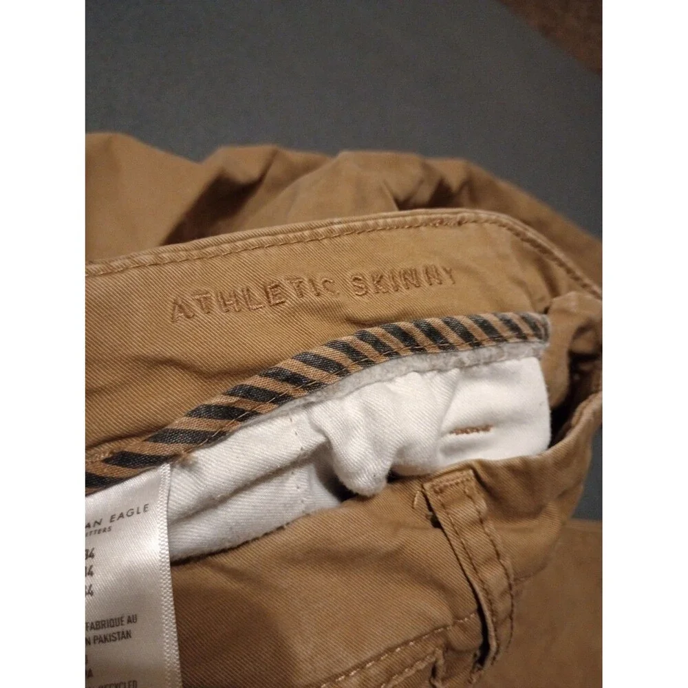 American Eagle Flex Chino Pants Men 32x34 Khaki Slim Stretch Athletic Skinny